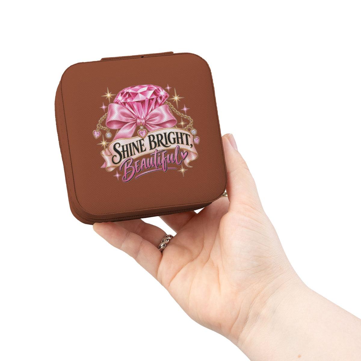 Shine Bright Jewelry Travel Case — Compact Pink Gem Organizer