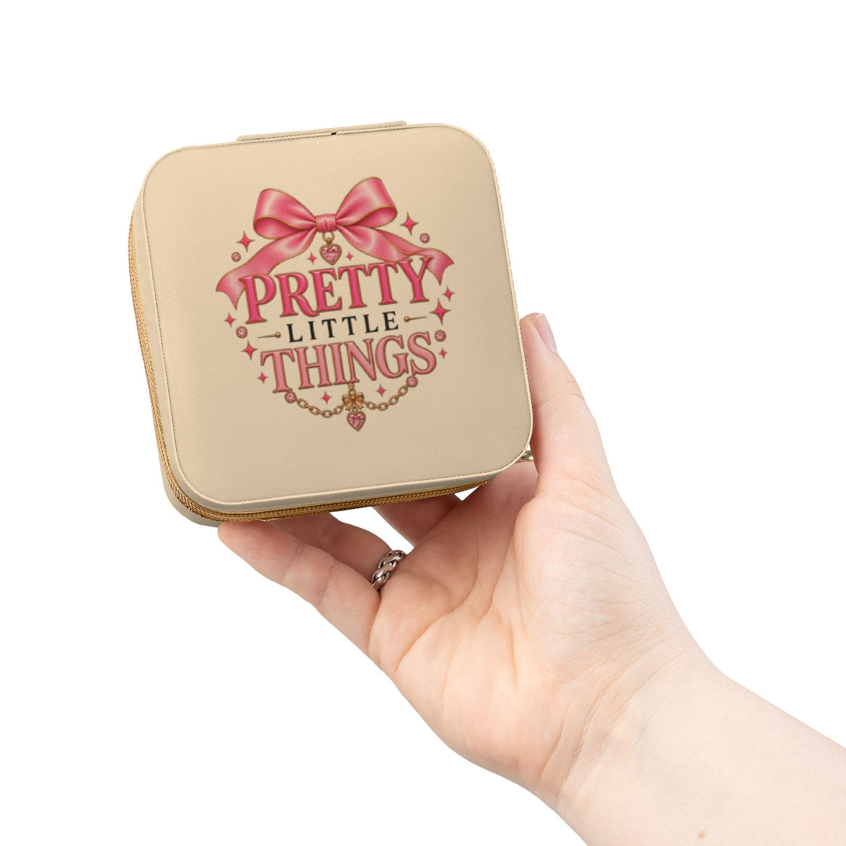 Pretty Little Things Pink Travel Jewelry Case — Compact Organizer for Rings, Earrings & Necklaces