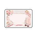 Pink Desk Mat — 'Make It Happen' Girly Office Mouse Pad with Floral, Coffee & Planner Design