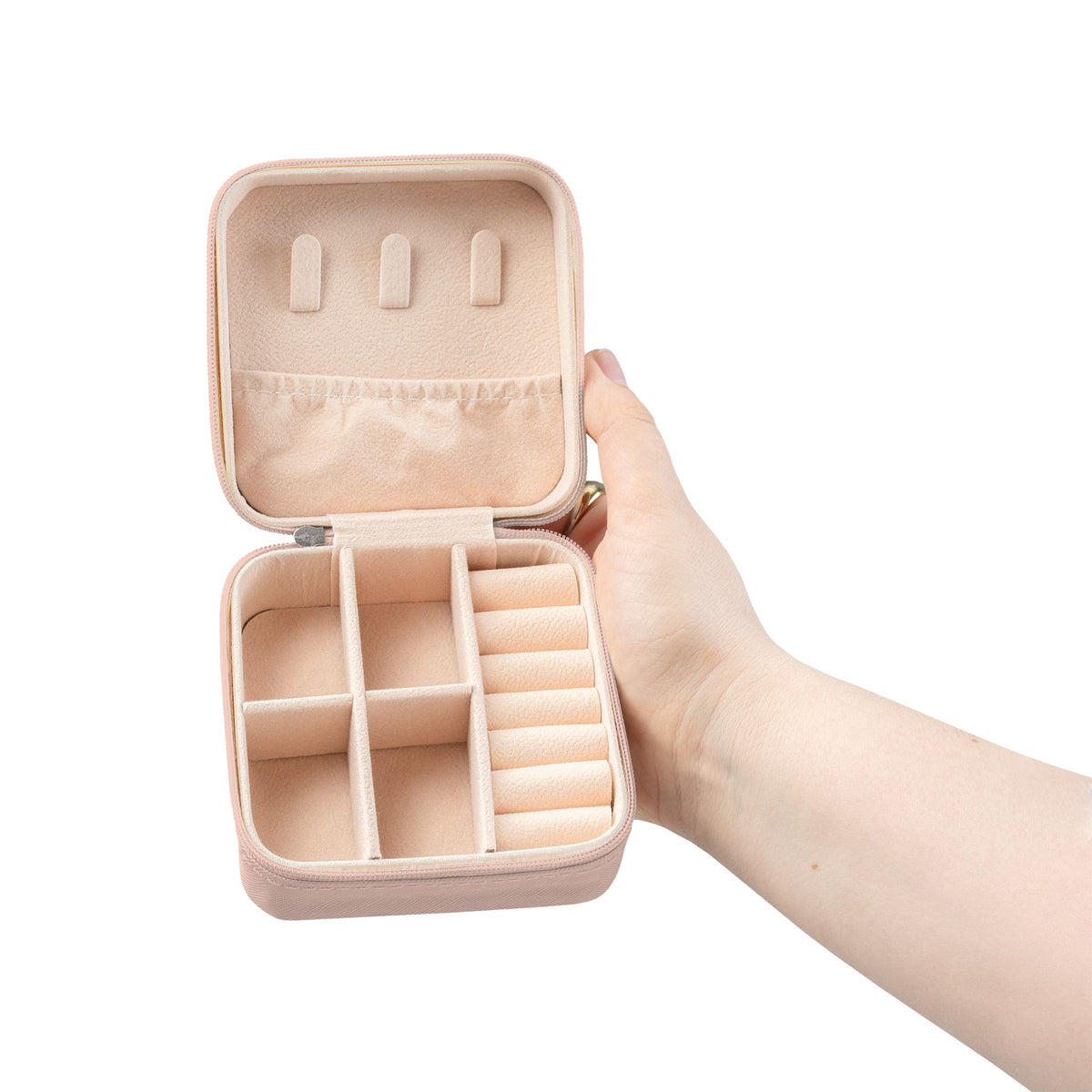 Pretty Little Things Pink Travel Jewelry Case — Compact Organizer for Rings, Earrings & Necklaces