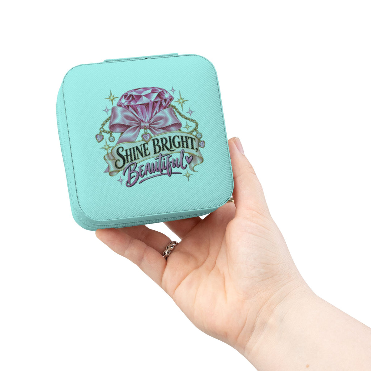 Shine Bright Jewelry Travel Case — Compact Pink Gem Organizer