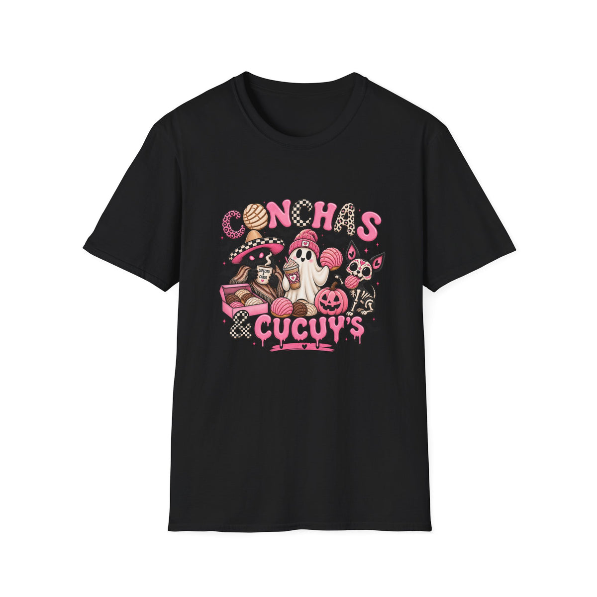 Conchas & Cucuyas Graphic T-Shirt — Cute Mexican Pastries & Chihuahuas Tee