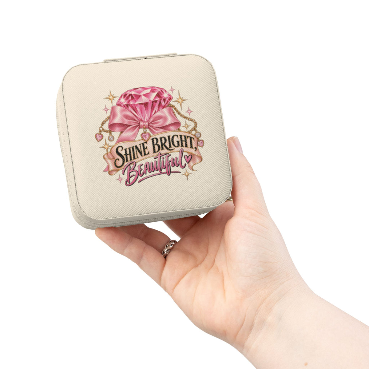 Shine Bright Jewelry Travel Case — Compact Pink Gem Organizer