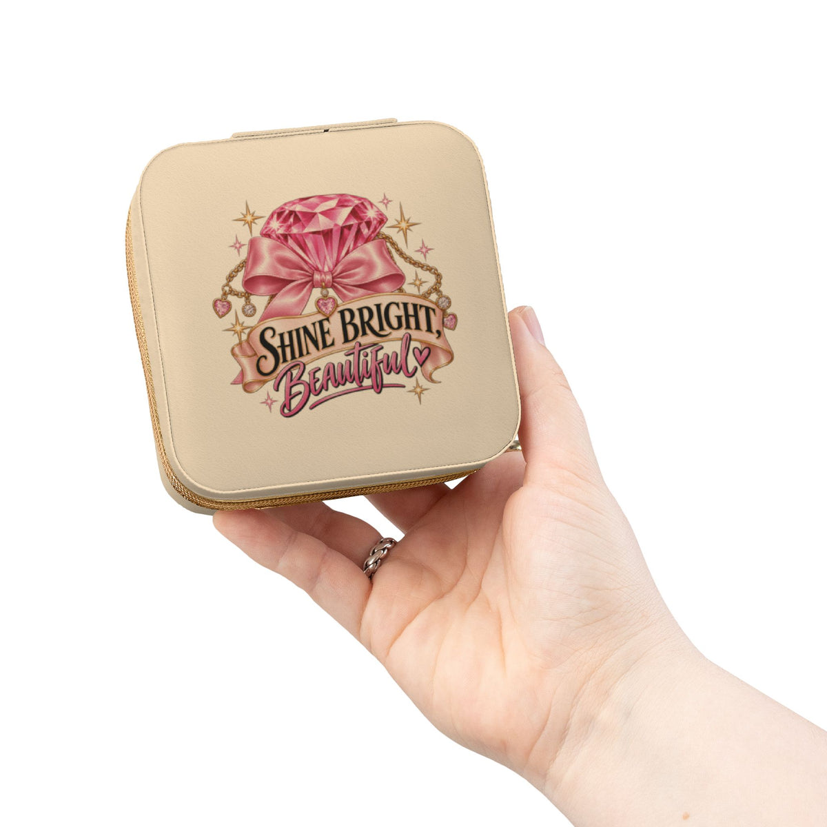 Shine Bright Jewelry Travel Case — Compact Pink Gem Organizer