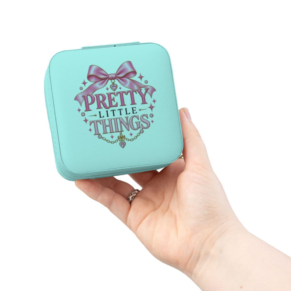 Pretty Little Things Pink Travel Jewelry Case — Compact Organizer for Rings, Earrings & Necklaces