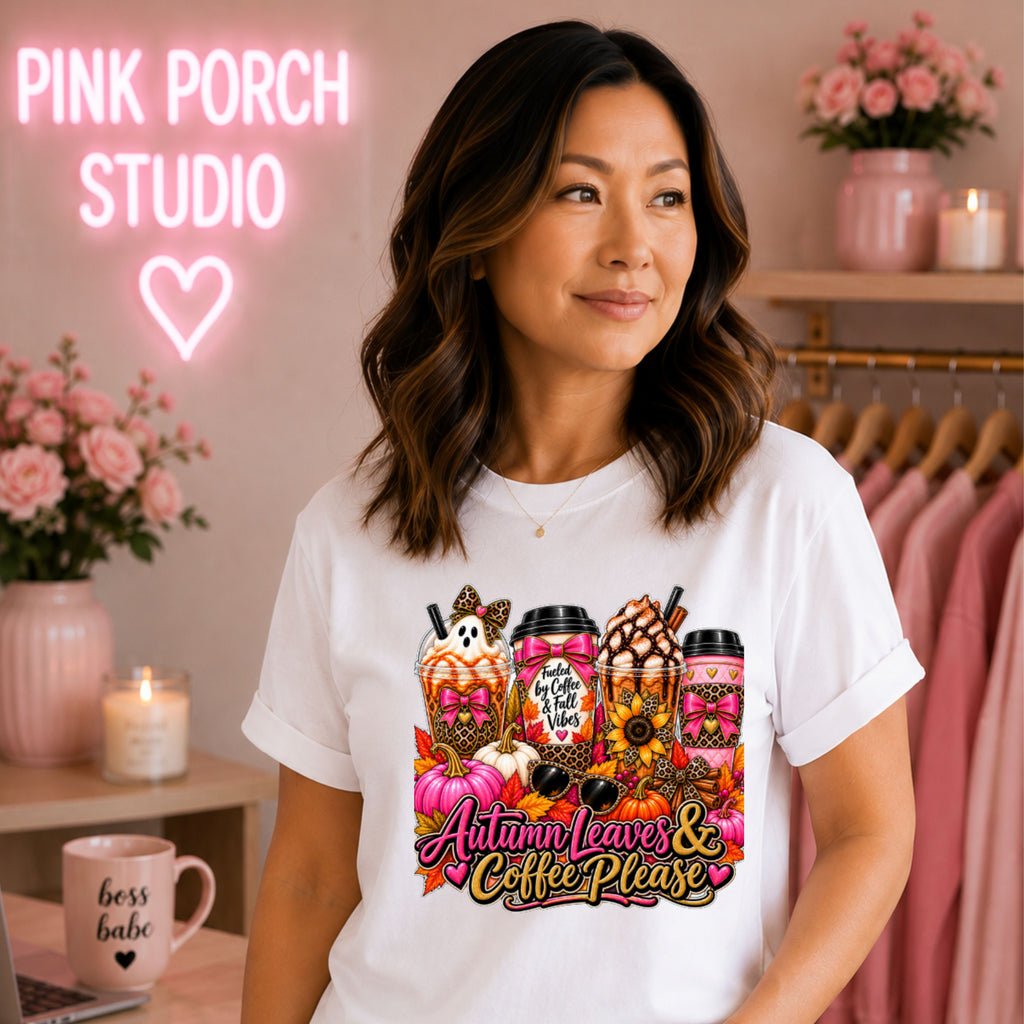 "Autumn Leaves & Coffee Please" t-shirt