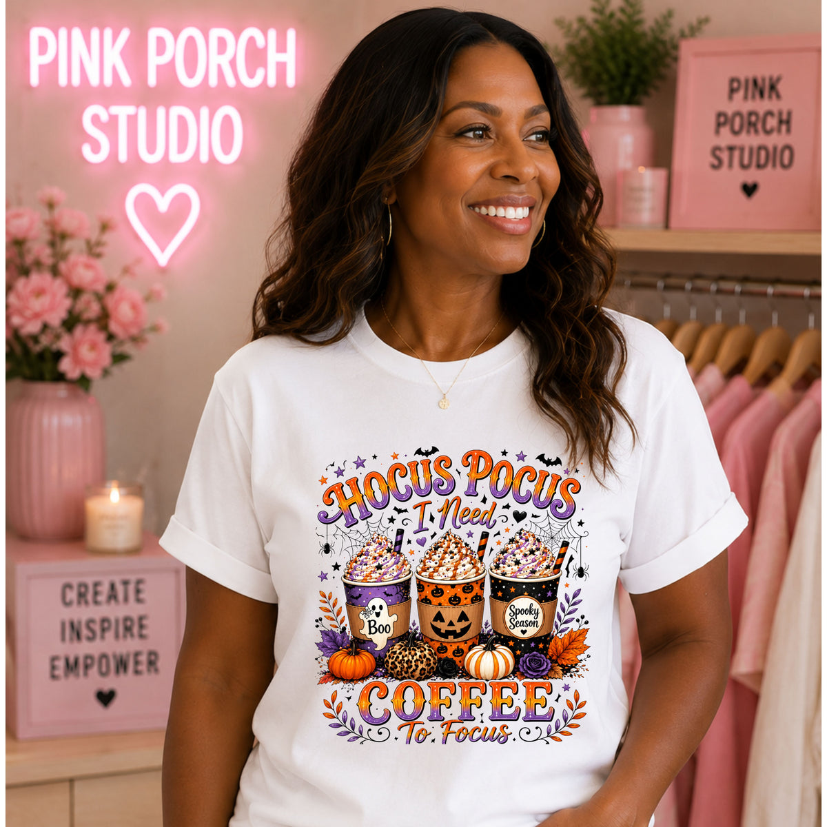 Hocus Pocus ☕ Coffee T-Shirt | Funny Witch Halloween Tee for Women